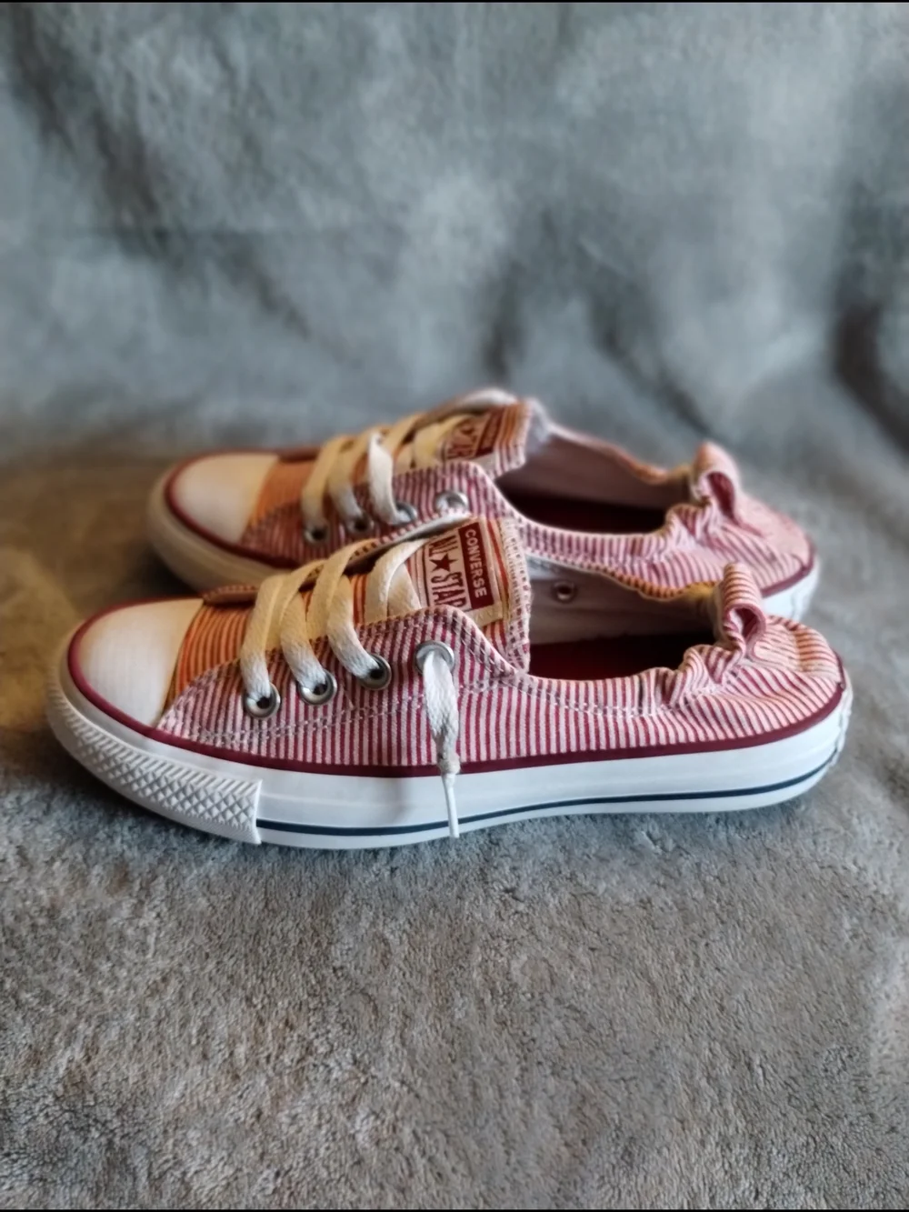 Converse All Star Red White Blue Striped Slip-On Sneakers Women's 6 - Picture 3 of 9
